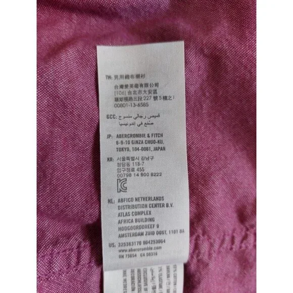 Hollister Mens Large Button Up Shirt Epic Flex Stretch LS Classic Fit Mauve Pink - Picture 12 of 14